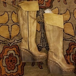 Over the knee leather boots